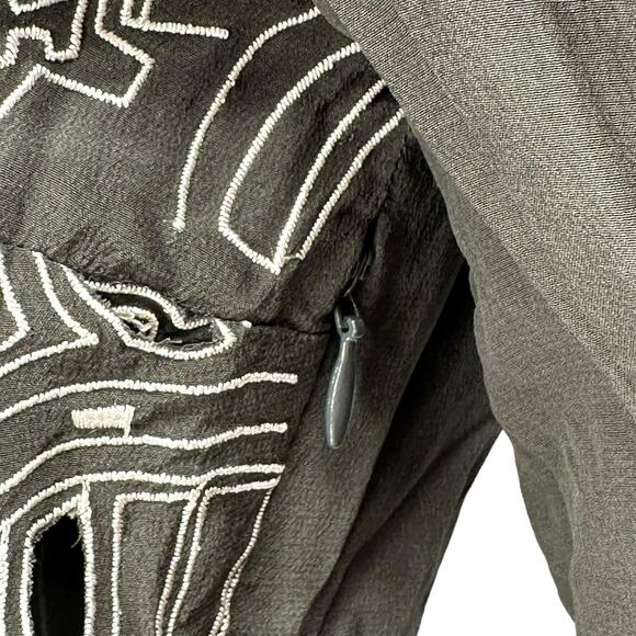 Tibi Dress Womens 4 Gray Kia Eyelet Embroidered Silk Mini Ruched Shift Boho Club - Picture 5 of 7